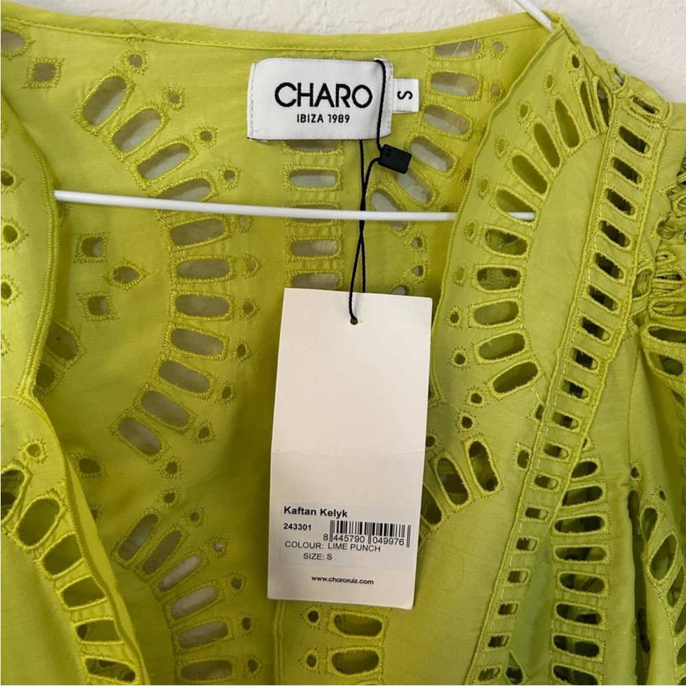 NWT Charo Ruiz Kelyk Kaftan Lime Punch Green - Picture 7 of 8
